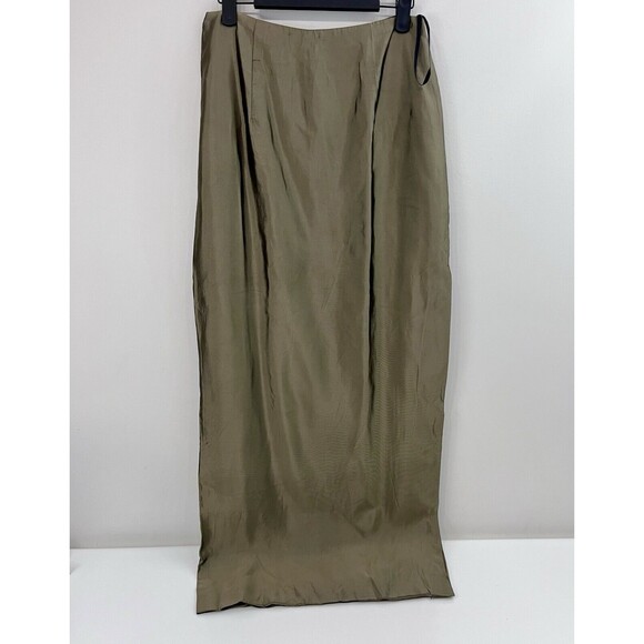 Jessica McClintock Collections Skirt Green Satin '90s Y2K Maxi Skirt Size 8 - Picture 1 of 6